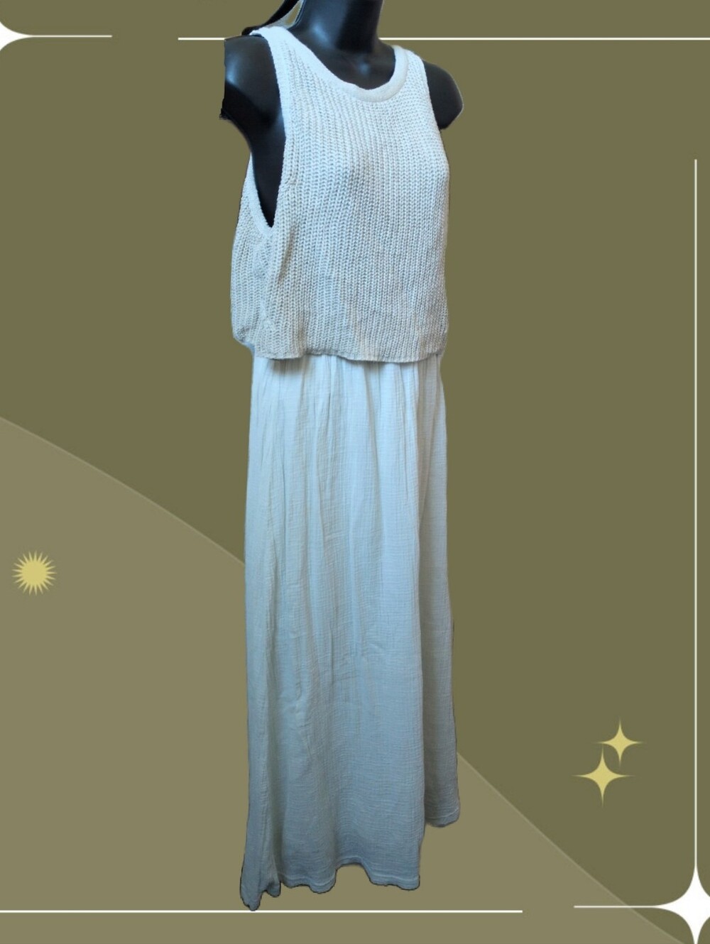✨ Anthropologie Moth Layered Sandstone sweater Maxi Dress size m